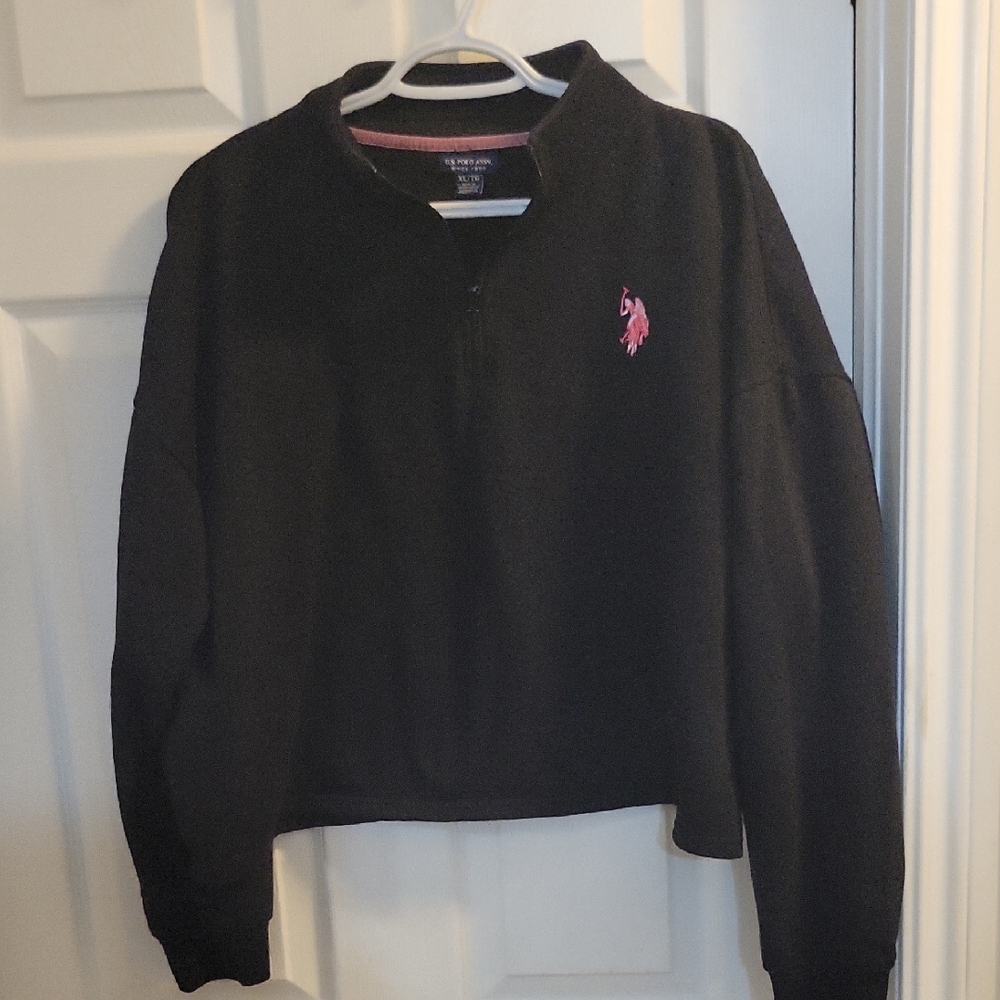 U.S. Polo Assn. Black Sweater with Pink Logo